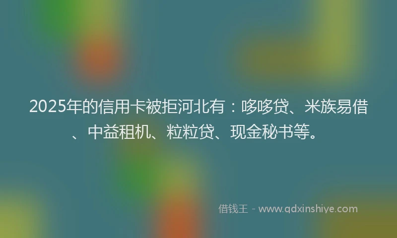 2025年的信用卡被拒河北有：哆哆贷、米族易借、中益租机、粒粒贷、现金秘书等。