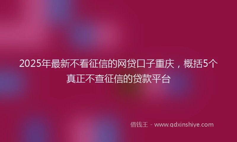 2025年最新不看征信的网贷口子重庆，概括5个真正不查征信的贷款平台