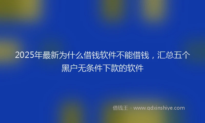 2025年最新为什么借钱软件不能借钱，汇总五个黑户无条件下款的软件