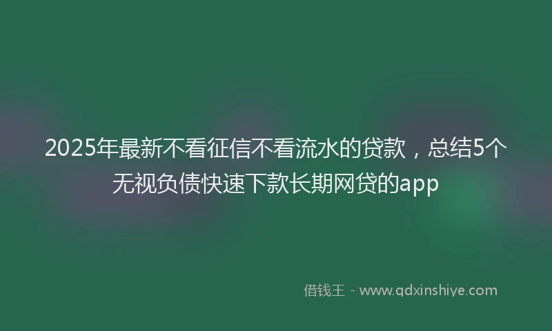 2025年最新不看征信不看流水的贷款，总结5个无视负债快速下款长期网贷的app