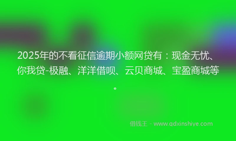 2025年的不看征信逾期小额网贷有：现金无忧、你我贷-极融、洋洋借呗、云贝商城、宝盈商城等。