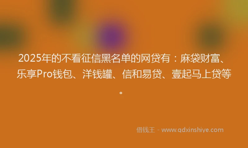 2025年的不看征信黑名单的网贷有：麻袋财富、乐享Pro钱包、洋钱罐、信和易贷、壹起马上贷等。