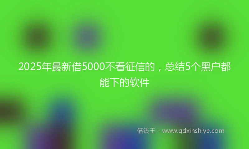 2025年最新借5000不看征信的，总结5个黑户都能下的软件