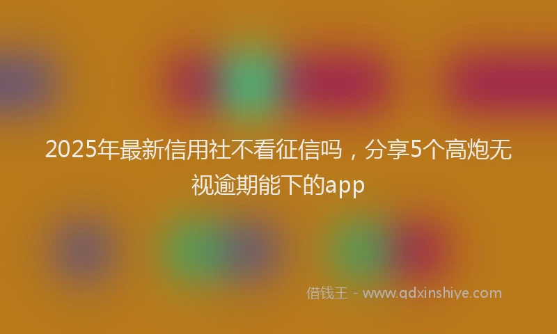 2025年最新信用社不看征信吗，分享5个高炮无视逾期能下的app