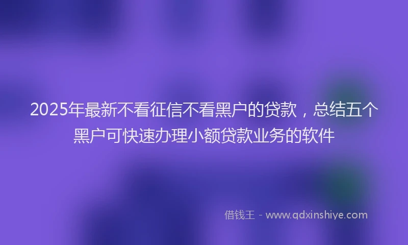 2025年最新不看征信不看黑户的贷款，总结五个黑户可快速办理小额贷款业务的软件