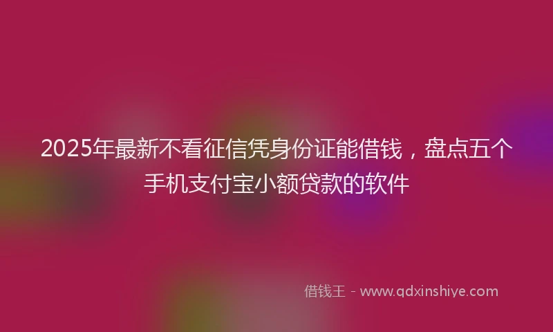 2025年最新不看征信凭身份证能借钱，盘点五个手机支付宝小额贷款的软件