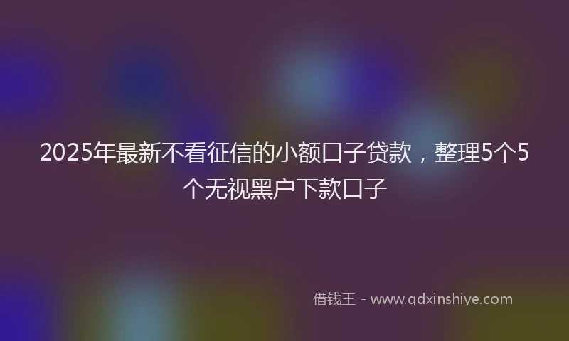 2025年最新不看征信的小额口子贷款，整理5个5个无视黑户下款口子