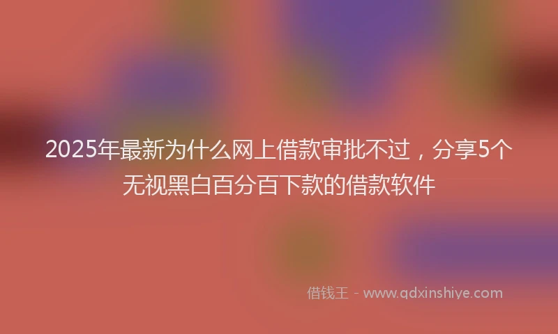 2025年最新为什么网上借款审批不过，分享5个无视黑白百分百下款的借款软件