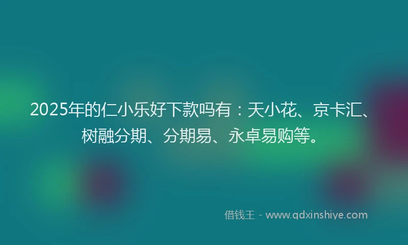 2025年的仁小乐好下款吗有：天小花、京卡汇、树融分期、分期易、永卓易购等。