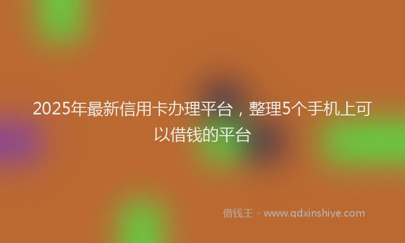 2025年最新信用卡办理平台，整理5个手机上可以借钱的平台