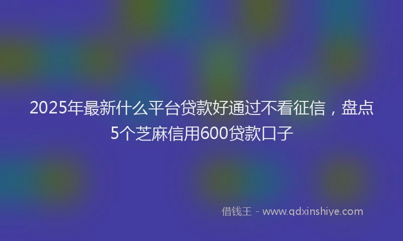 2025年最新什么平台贷款好通过不看征信，盘点5个芝麻信用600贷款口子