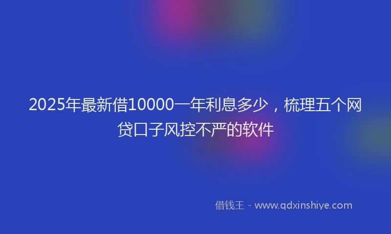 2025年最新借10000一年利息多少，梳理五个网贷口子风控不严的软件