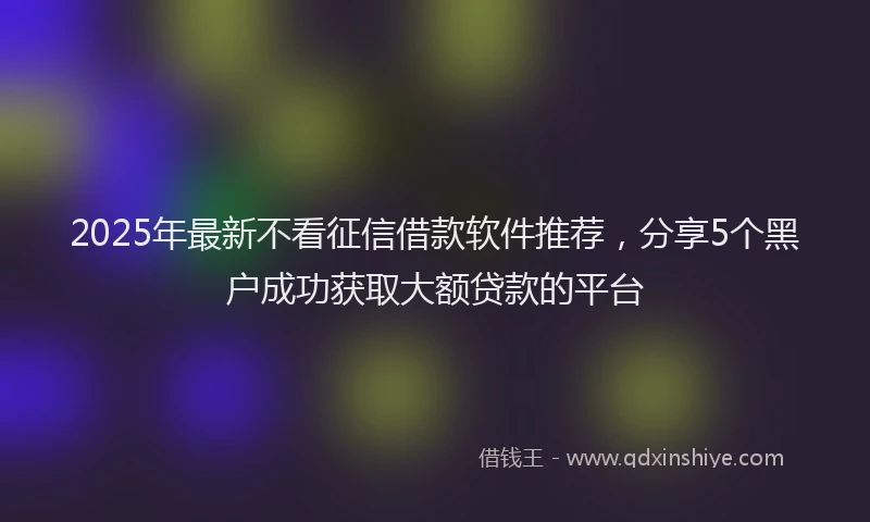 2025年最新不看征信借款软件推荐，分享5个黑户成功获取大额贷款的平台