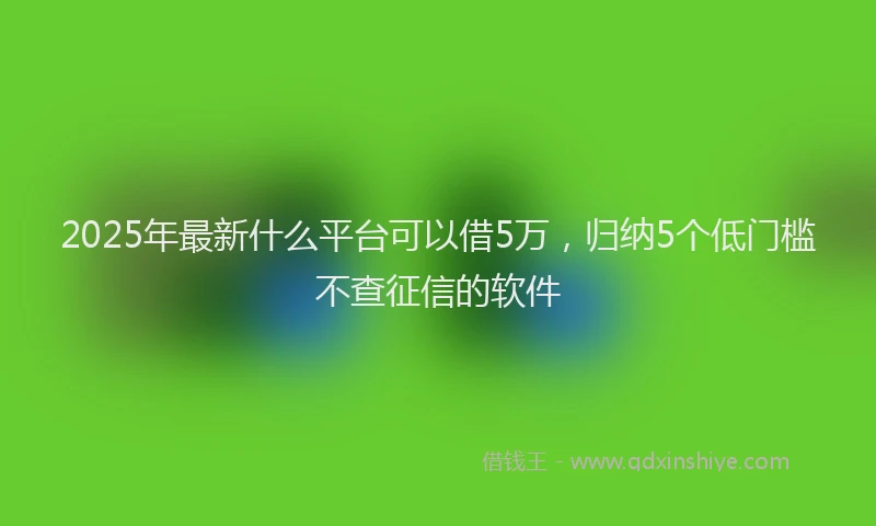 2025年最新什么平台可以借5万，归纳5个低门槛不查征信的软件