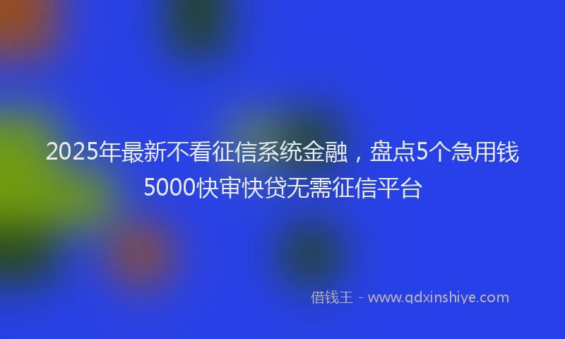 2025年最新不看征信系统金融，盘点5个急用钱5000快审快贷无需征信平台