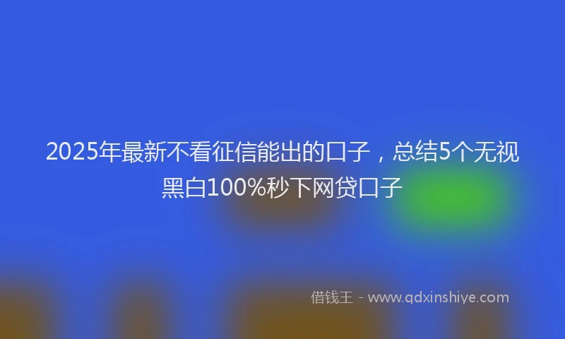 2025年最新不看征信能出的口子，总结5个无视黑白100%秒下网贷口子