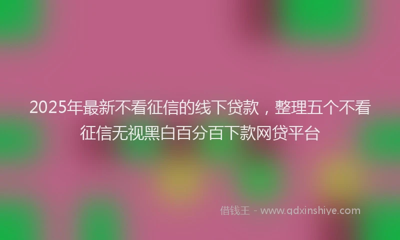 2025年最新不看征信的线下贷款，整理五个不看征信无视黑白百分百下款网贷平台