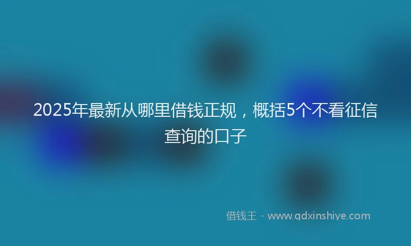 2025年最新从哪里借钱正规，概括5个不看征信查询的口子