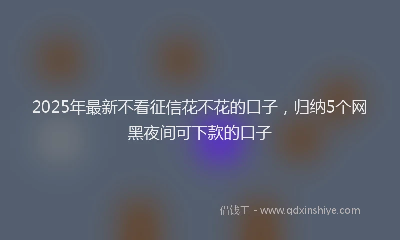 2025年最新不看征信花不花的口子，归纳5个网黑夜间可下款的口子