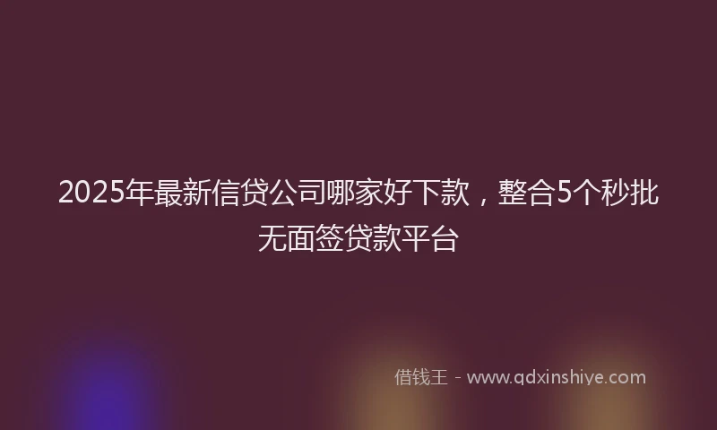 2025年最新信贷公司哪家好下款，整合5个秒批无面签贷款平台