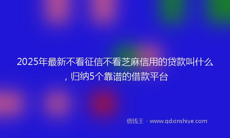 2025年最新不看征信不看芝麻信用的贷款叫什么，归纳5个靠谱的借款平台