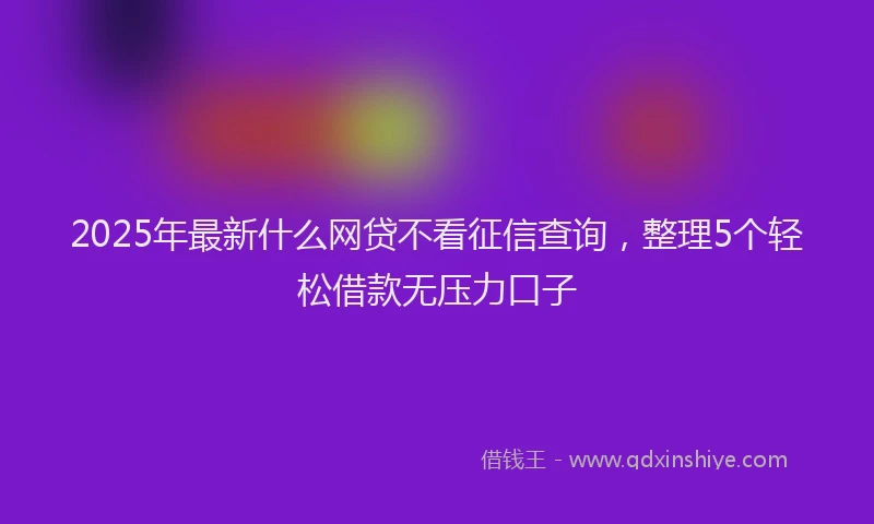 2025年最新什么网贷不看征信查询，整理5个轻松借款无压力口子