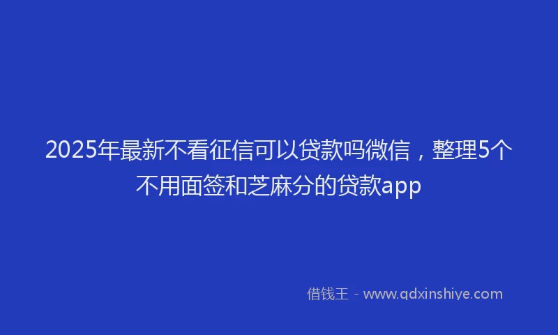 2025年最新不看征信可以贷款吗微信，整理5个不用面签和芝麻分的贷款app