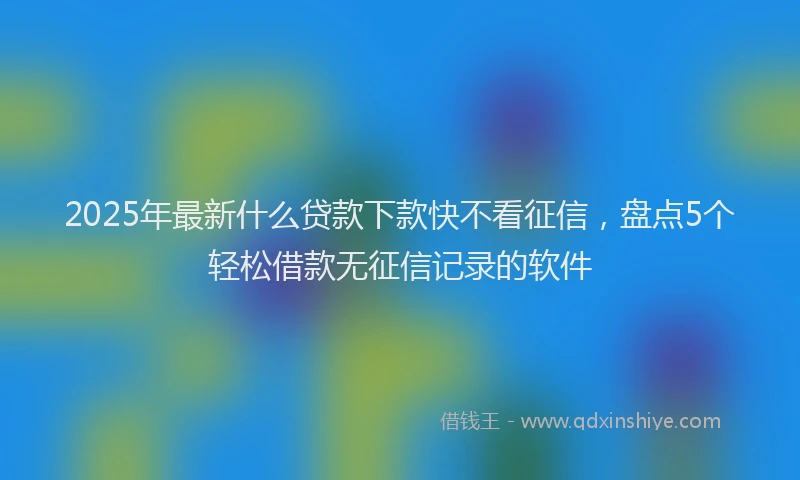 2025年最新什么贷款下款快不看征信，盘点5个轻松借款无征信记录的软件
