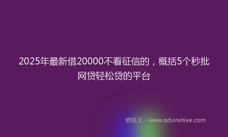 2025年最新借20000不看征信的，概括5个秒批网贷轻松贷的平台