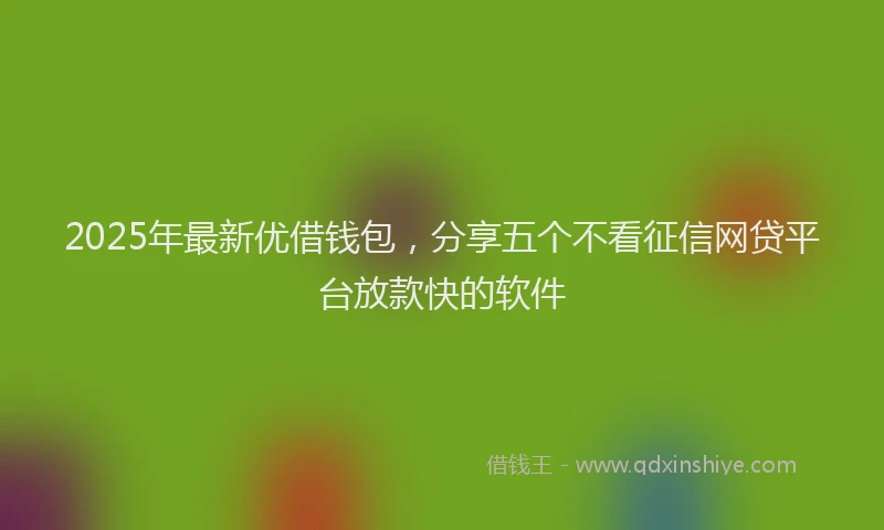 2025年最新优借钱包，分享五个不看征信网贷平台放款快的软件