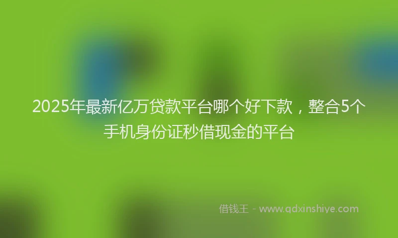 2025年最新亿万贷款平台哪个好下款，整合5个手机身份证秒借现金的平台