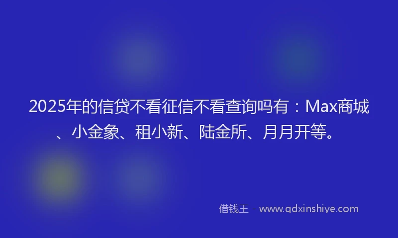 2025年的信贷不看征信不看查询吗有：Max商城、小金象、租小新、陆金所、月月开等。