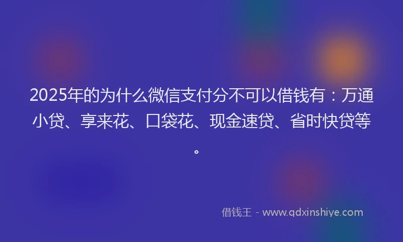 2025年的为什么微信支付分不可以借钱有：万通小贷、享来花、口袋花、现金速贷、省时快贷等。