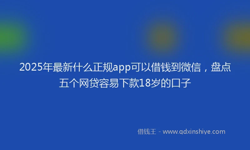 2025年最新什么正规app可以借钱到微信，盘点五个网贷容易下款18岁的口子