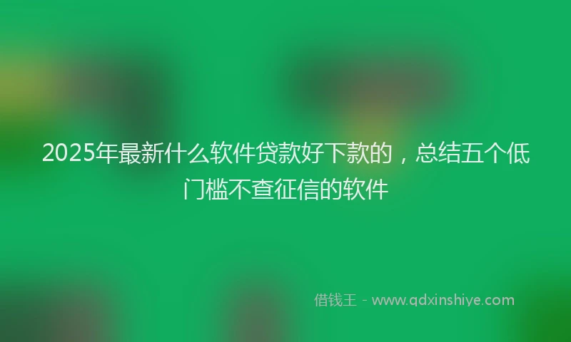 2025年最新什么软件贷款好下款的，总结五个低门槛不查征信的软件