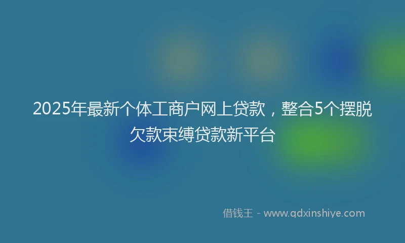 2025年最新个体工商户网上贷款，整合5个摆脱欠款束缚贷款新平台