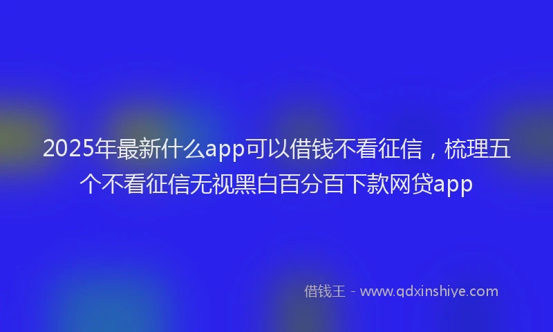 2025年最新什么app可以借钱不看征信，梳理五个不看征信无视黑白百分百下款网贷app
