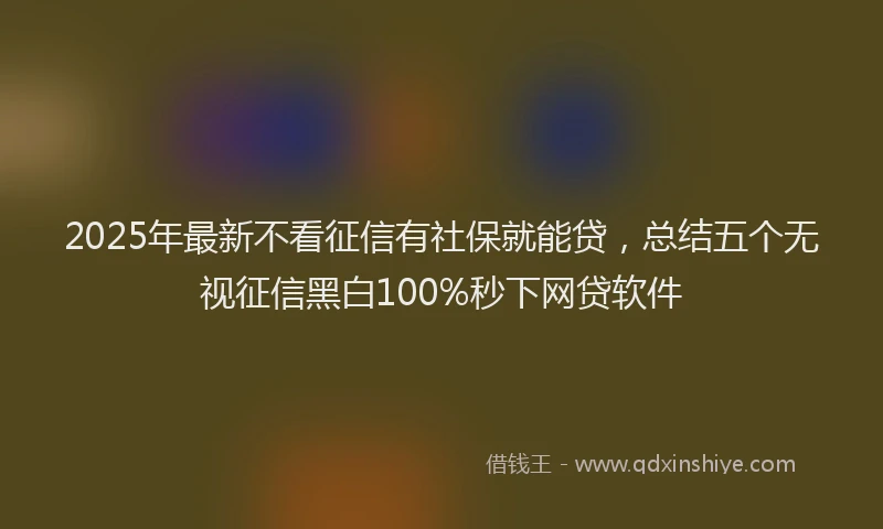 2025年最新不看征信有社保就能贷，总结五个无视征信黑白100%秒下网贷软件