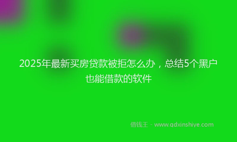 2025年最新买房贷款被拒怎么办，总结5个黑户也能借款的软件