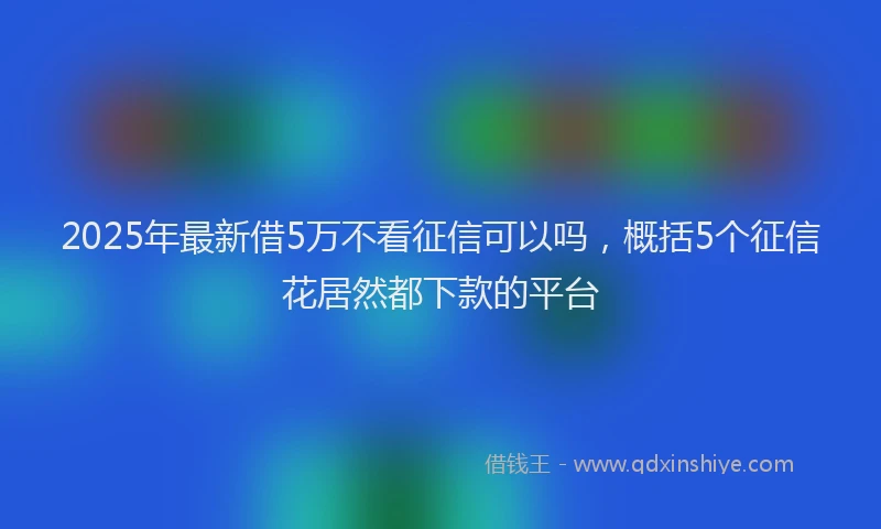 2025年最新借5万不看征信可以吗，概括5个征信花居然都下款的平台