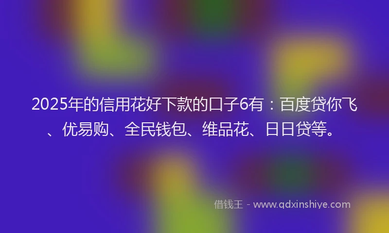2025年的信用花好下款的口子6有：百度贷你飞、优易购、全民钱包、维品花、日日贷等。