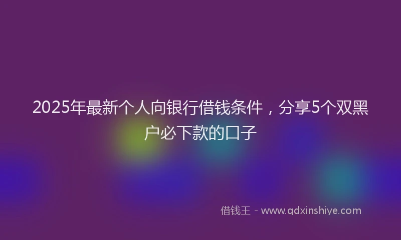 2025年最新个人向银行借钱条件，分享5个双黑户必下款的口子