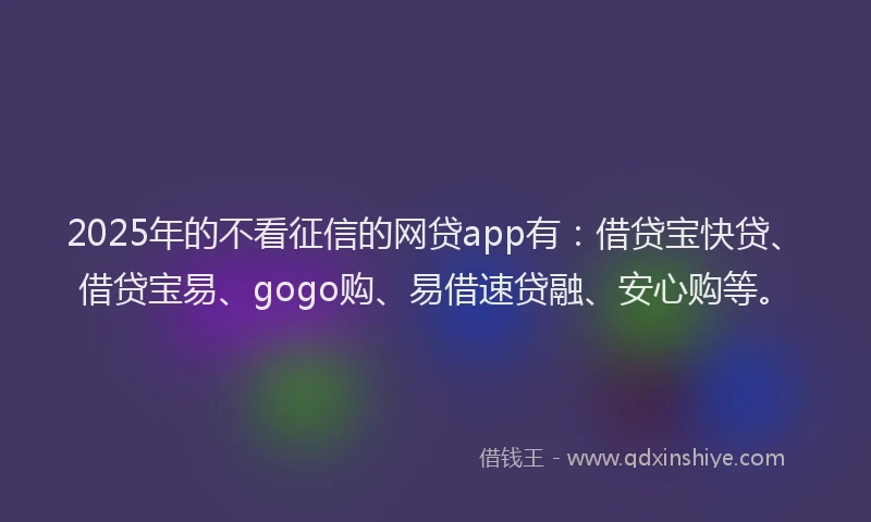 2025年的不看征信的网贷app有：借贷宝快贷、借贷宝易、gogo购、易借速贷融、安心购等。