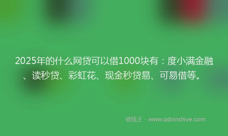2025年的什么网贷可以借1000块有：度小满金融、读秒贷、彩虹花、现金秒贷易、可易借等。