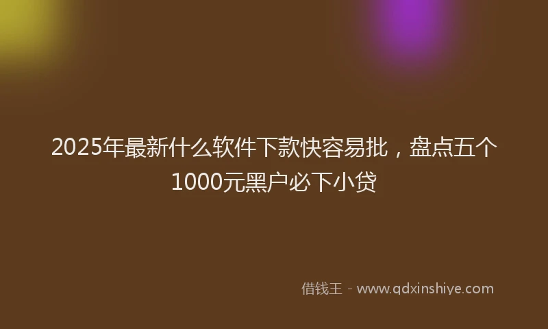 2025年最新什么软件下款快容易批，盘点五个1000元黑户必下小贷