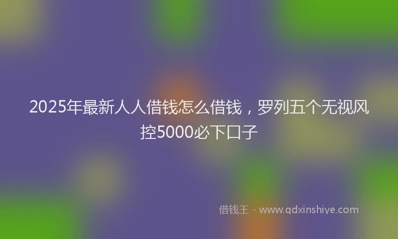 2025年最新人人借钱怎么借钱，罗列五个无视风控5000必下口子