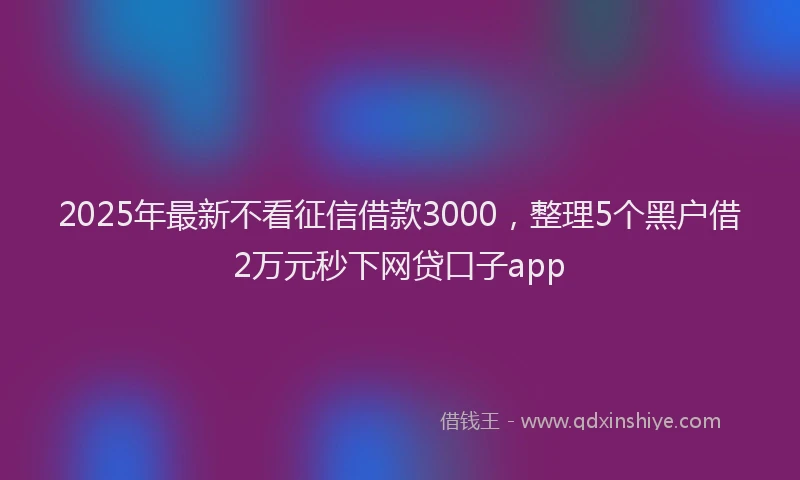 2025年最新不看征信借款3000，整理5个黑户借2万元秒下网贷口子app