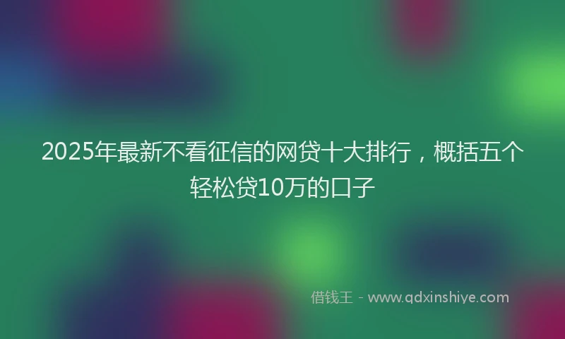 2025年最新不看征信的网贷十大排行，概括五个轻松贷10万的口子