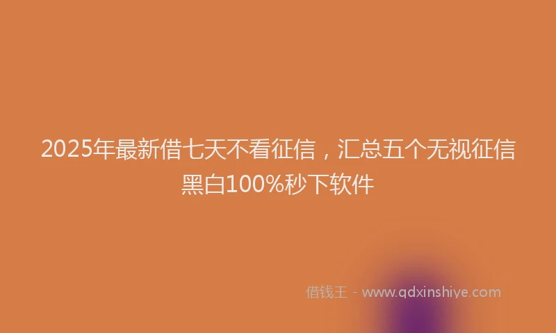 2025年最新借七天不看征信，汇总五个无视征信黑白100%秒下软件