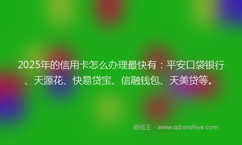 2025年的信用卡怎么办理最快有：平安口袋银行、天源花、快易贷宝、信融钱包、天美贷等。